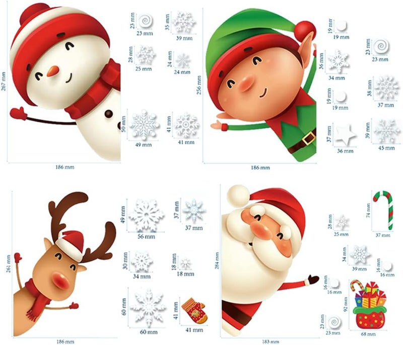 XIMISHOP 82PCS Christmas Snowflake Window Clings Stickers for Glass, Xmas Decals Christmas Decorations Indoor Holiday Snowflake Santa Claus Reindeer Decals for Party - Image 2